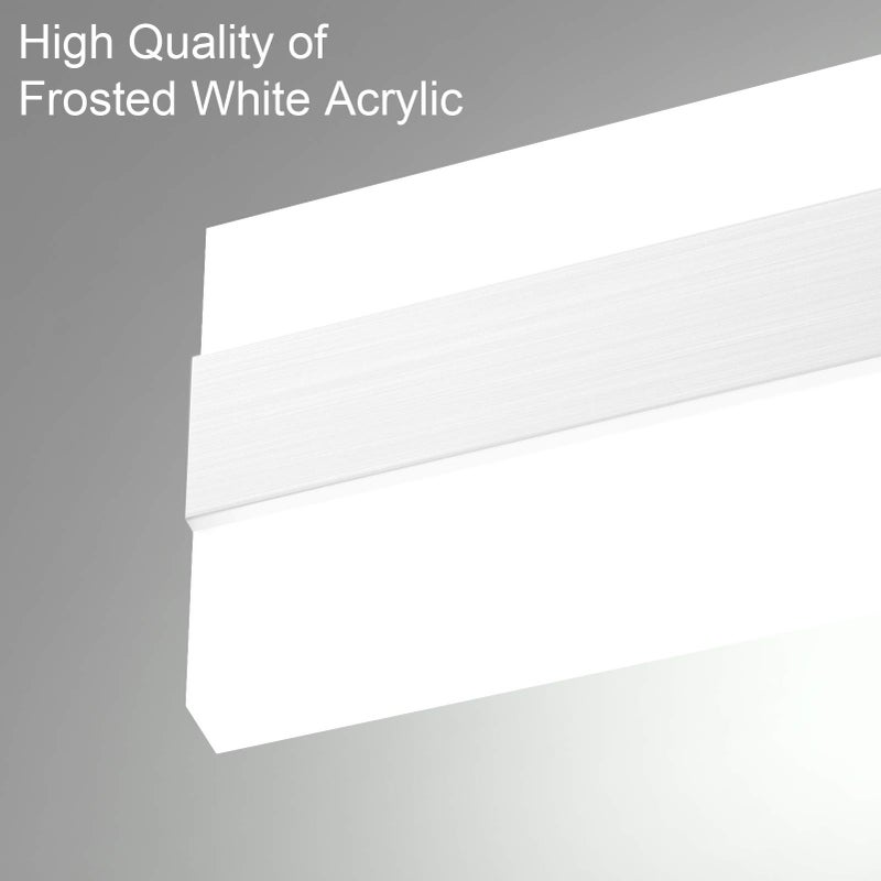 Aipsun 23.6in/24W Brushed Silver Aluminum Modern LED Vanity Light Frosted White Acrylic LED Bathroom Vanity Light Fixtures Up and Down Wall Light(6000K) - Image 5